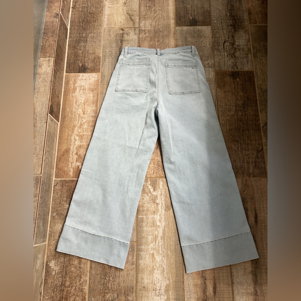 Mica Denim Wide Crop Jeans‎ Super High Rise Light Wash Pockets Size 29 - Picture 6 of 9